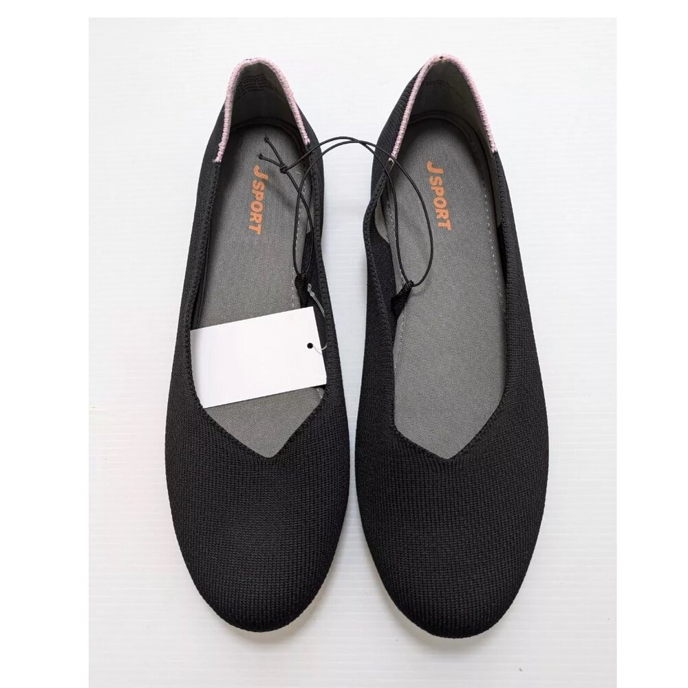 NiB Jsport Womens Ballet Flat Slip On Black Shoe Size 7 Casual Flats $59 1SH50